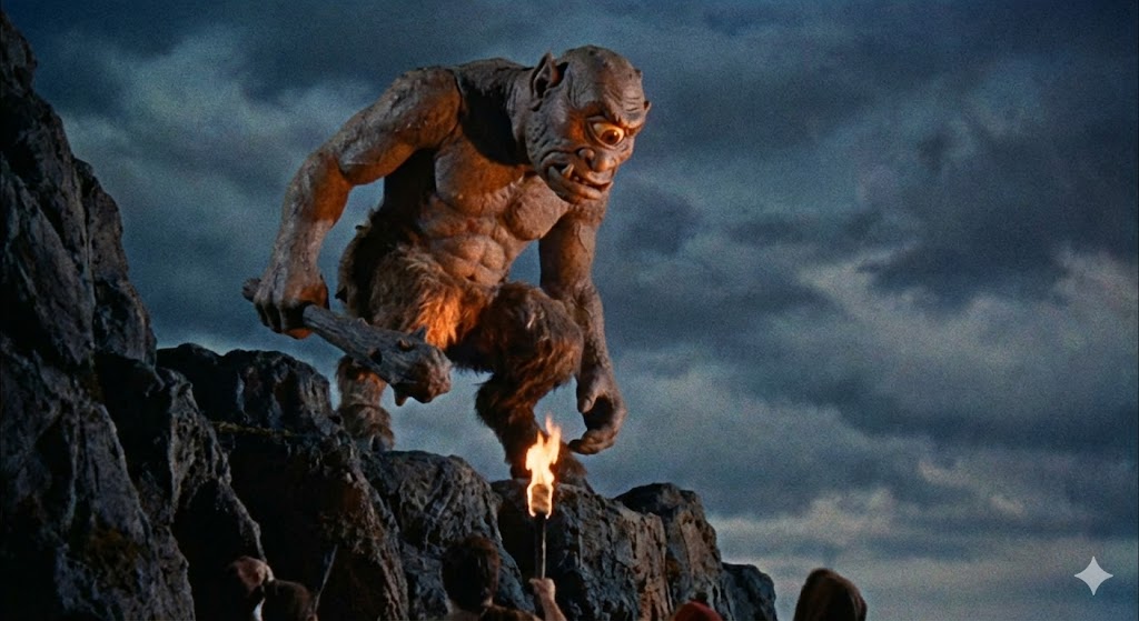 Il Ciclope con gambe caprine da satiro del film The 7th Voyage of Sinbad del 1958, animato in stop-motion da Ray Harryhausen