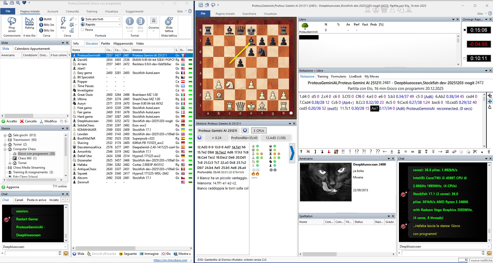 Una sessione di test attivo: noi contro ProteusGeminiAI, un'implementazione sperimentale dei paradigmi evolutivi discussi nel report.