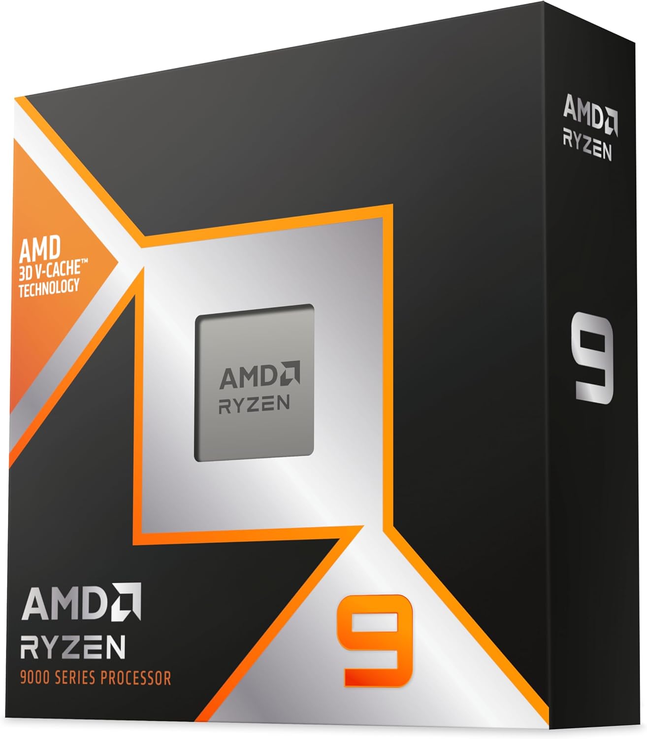 Il processore AMD Ryzen 9 9950X3D mostrato nella sua confezione.