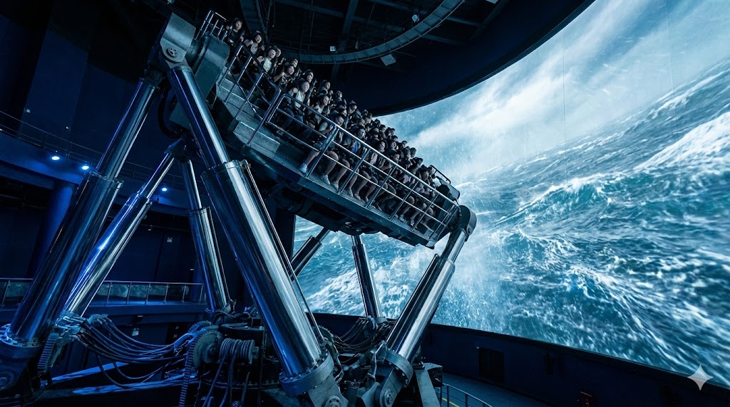 Piattaforma del simulatore Bermuda Storm al Chimelong Spaceship
