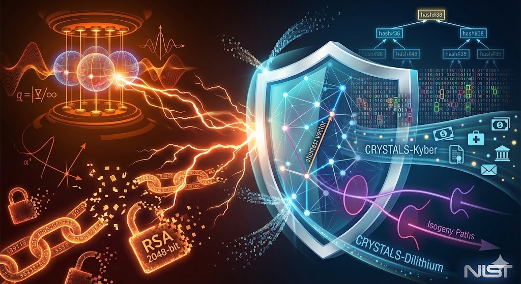 Visualizzazione di algoritmi crittografici post-quantistici con strutture a reticolo matematico e codici che resistono agli attacchi quantistici
