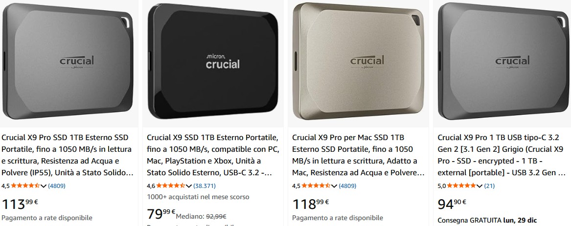 Le dimensioni ridotte del Crucial X9 Pro