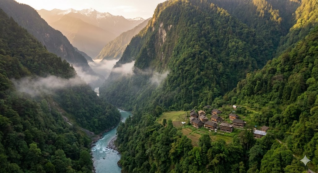 La Dulong Valley nello Yunnan, Cina, lussureggiante foresta pluviale ai confini con il Myanmar