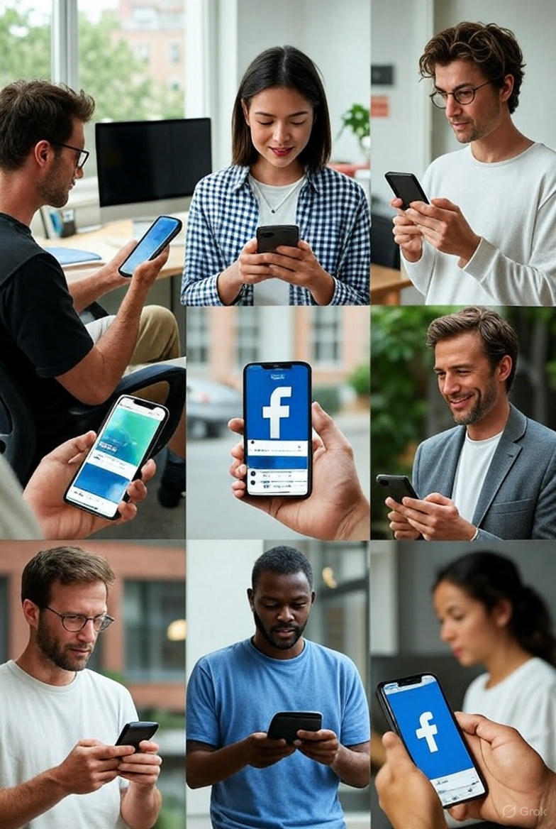 Un'icona moderna e riconoscibile di Facebook su uno sfondo che simboleggia la connettività globale e l'influenza culturale.