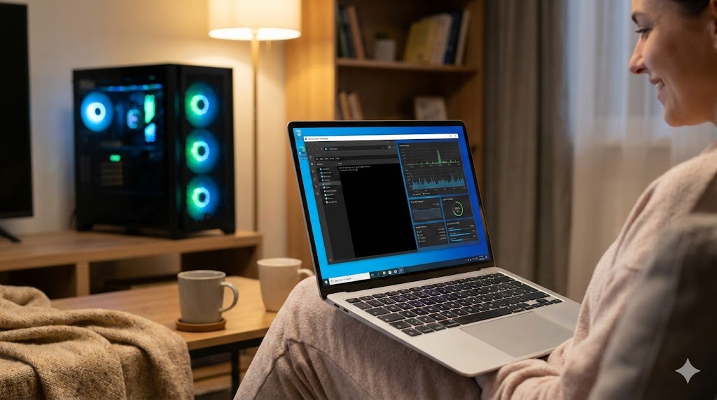 Controllo remoto di un server potente da un laptop