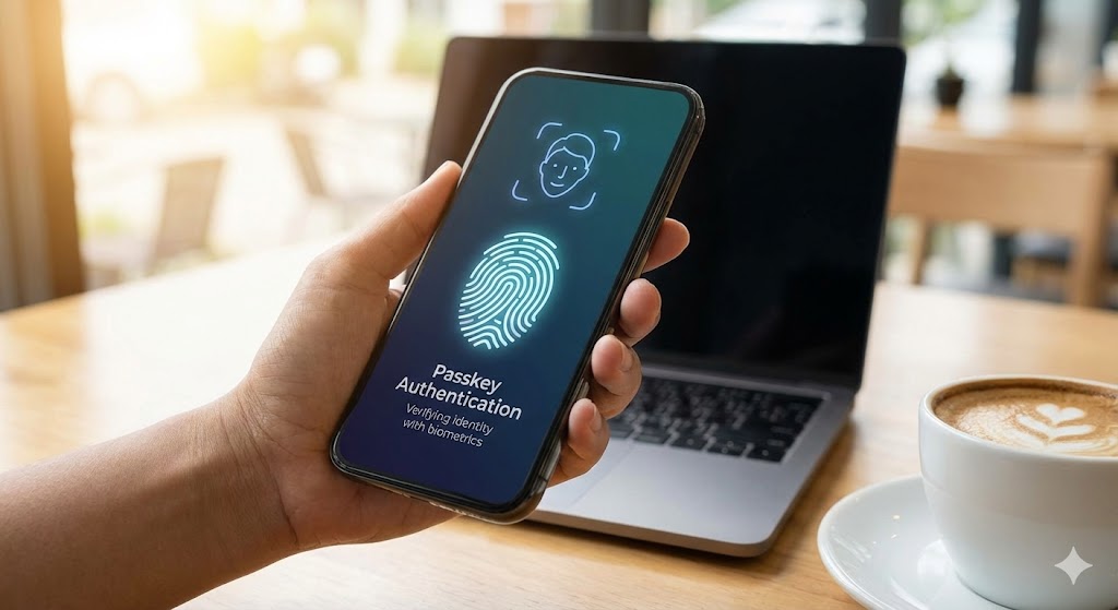 Autenticazione biometrica tramite Passkey su smartphone