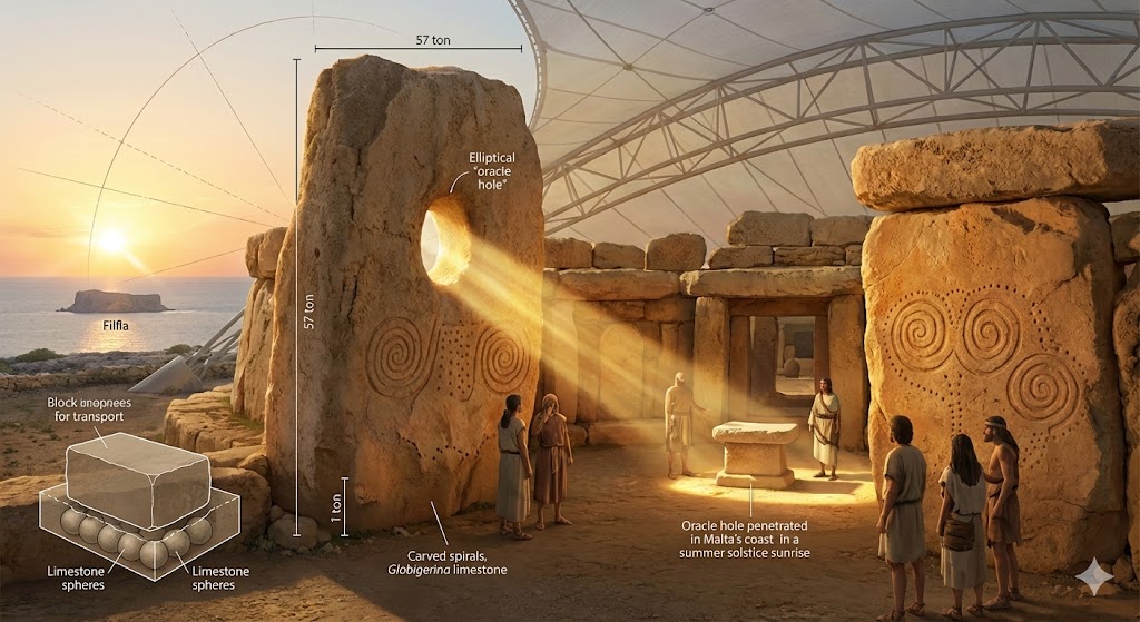 Complesso megalitico di Ħaġar Qim con il megalite da cinquantasette tonnellate