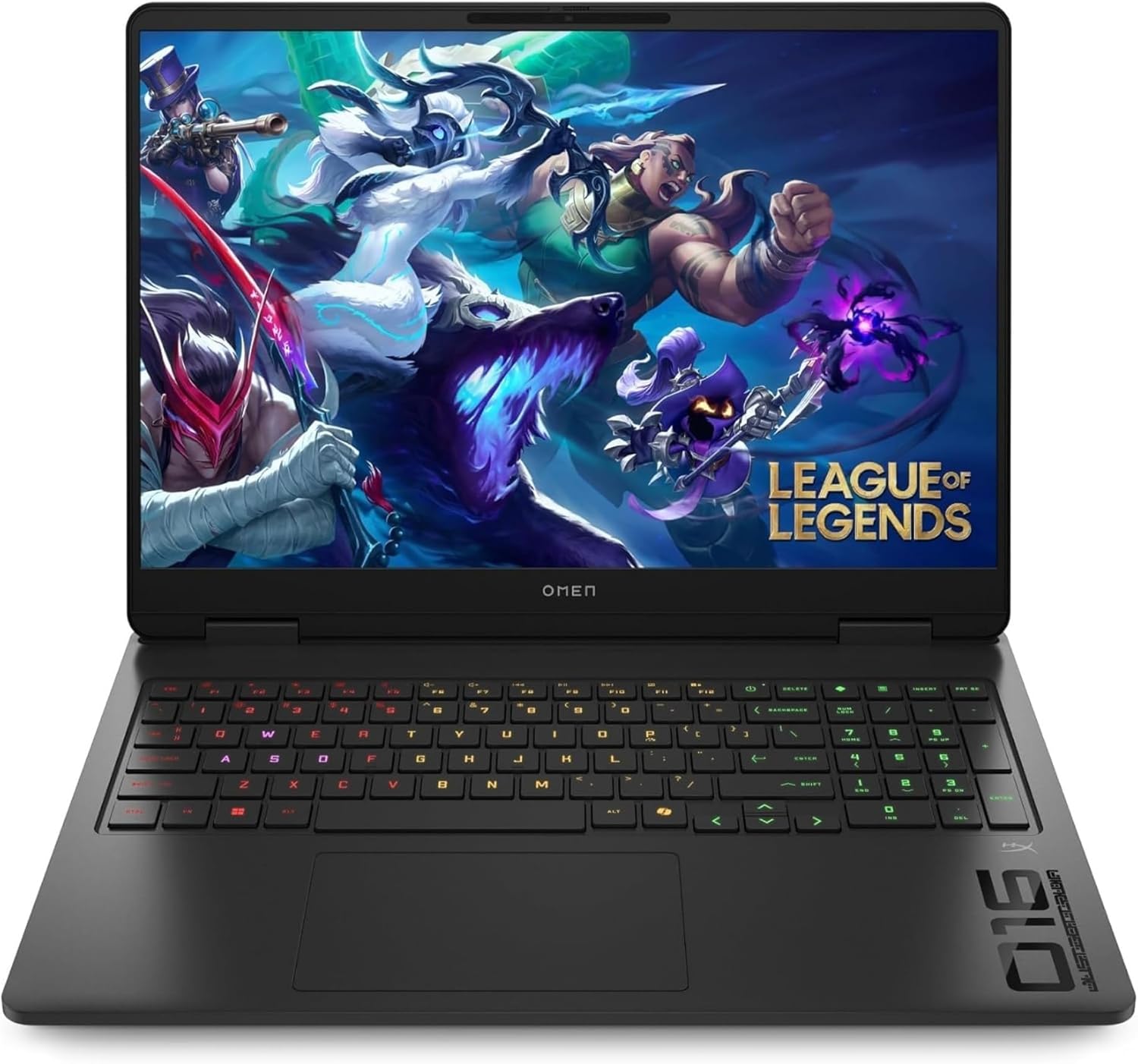 Il notebook da gaming HP OMEN MAX 16 mostrato con la tastiera RGB illuminata e un gioco d'azione sullo schermo.
