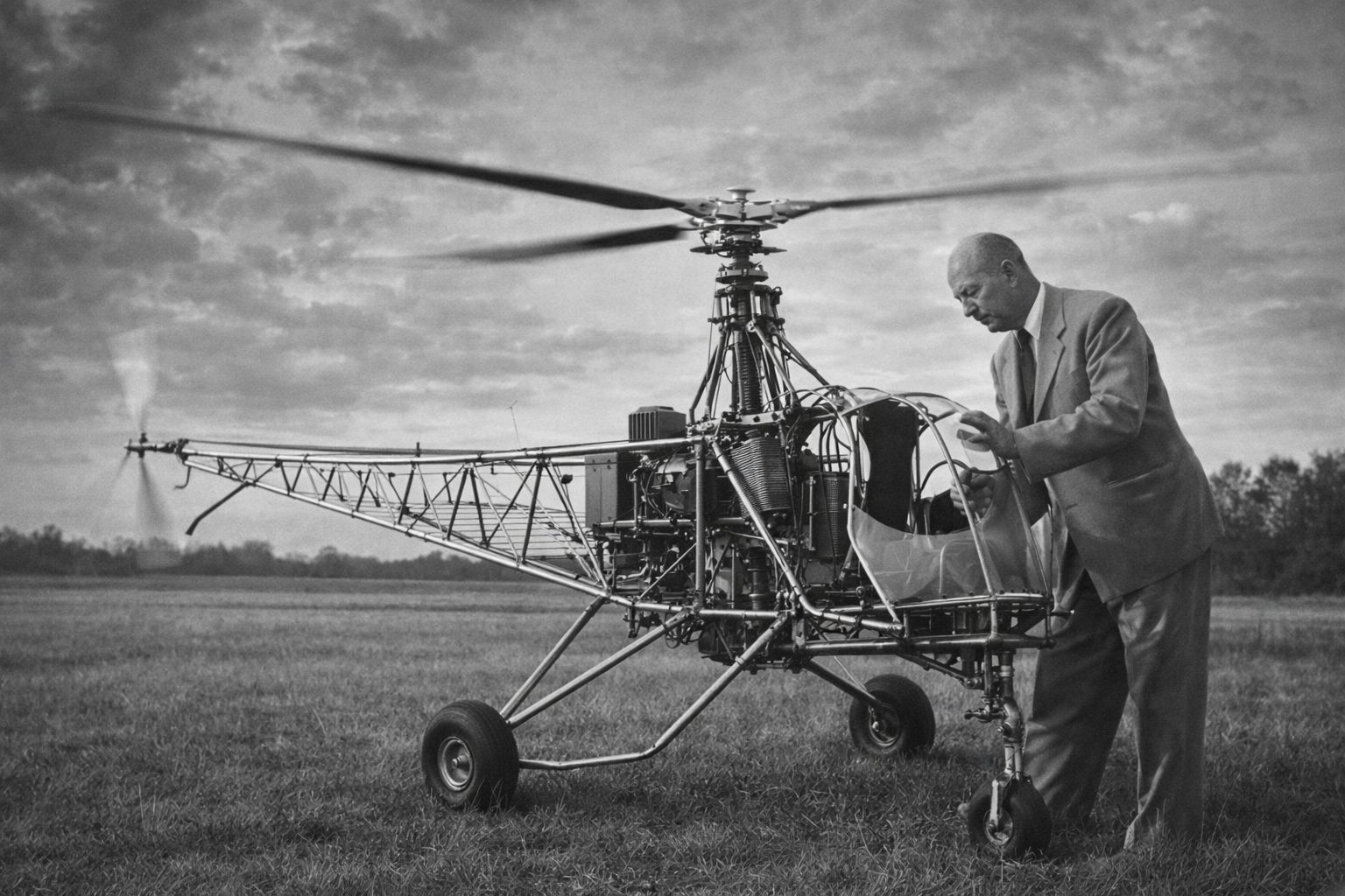 Il prototipo VS-300 di Igor Sikorsky, il primo elicottero funzionante con rotore di coda anticoppia, 1939