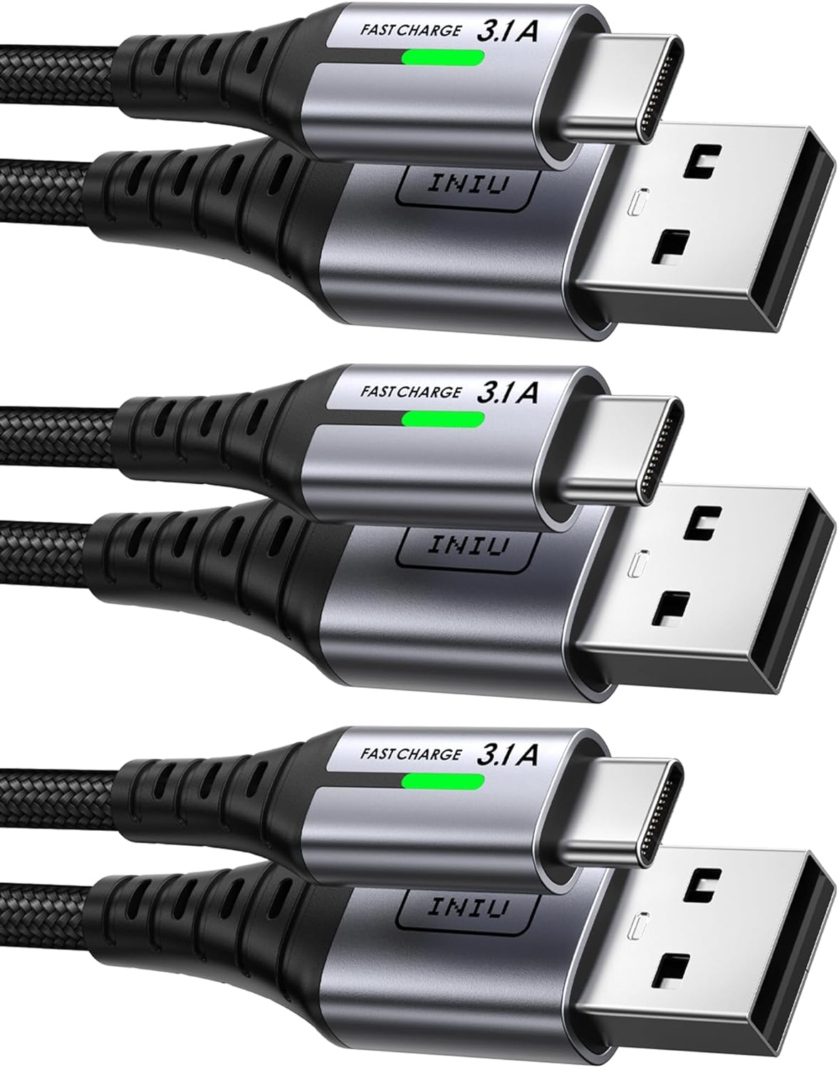INIU Cavo USB Type-C set da 3 pezzi per ricarica rapida e sicura