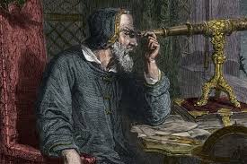 Ritratto di Galileo Galilei e il suo telescopio