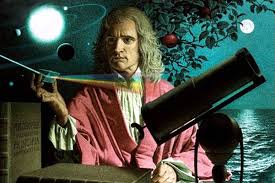 Ritratto di Isaac Newton e il prisma che scompone la luce