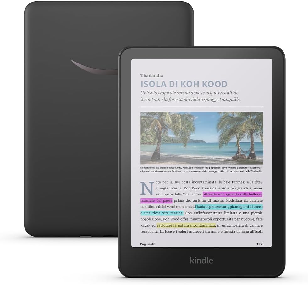 Il Kindle Colorsoft Signature Edition che mostra la copertina di un fumetto a colori vibranti