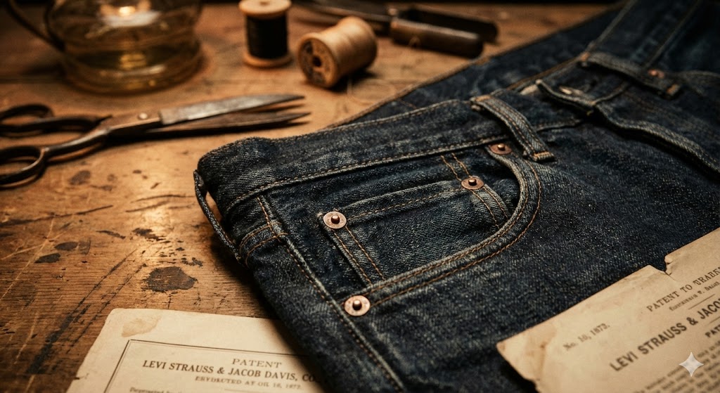 I primi jeans con rivetti di rame brevettati nel 1873 da Levi Strauss e Jacob Davis