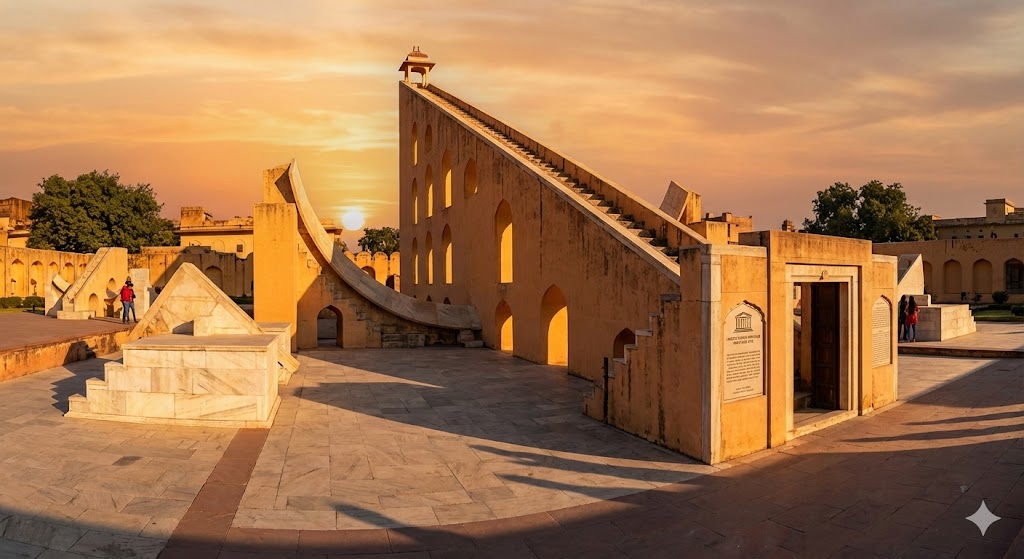 Il Jantar Mantar di Jaipur, grande osservatorio astronomico in muratura del XVIII secolo in India