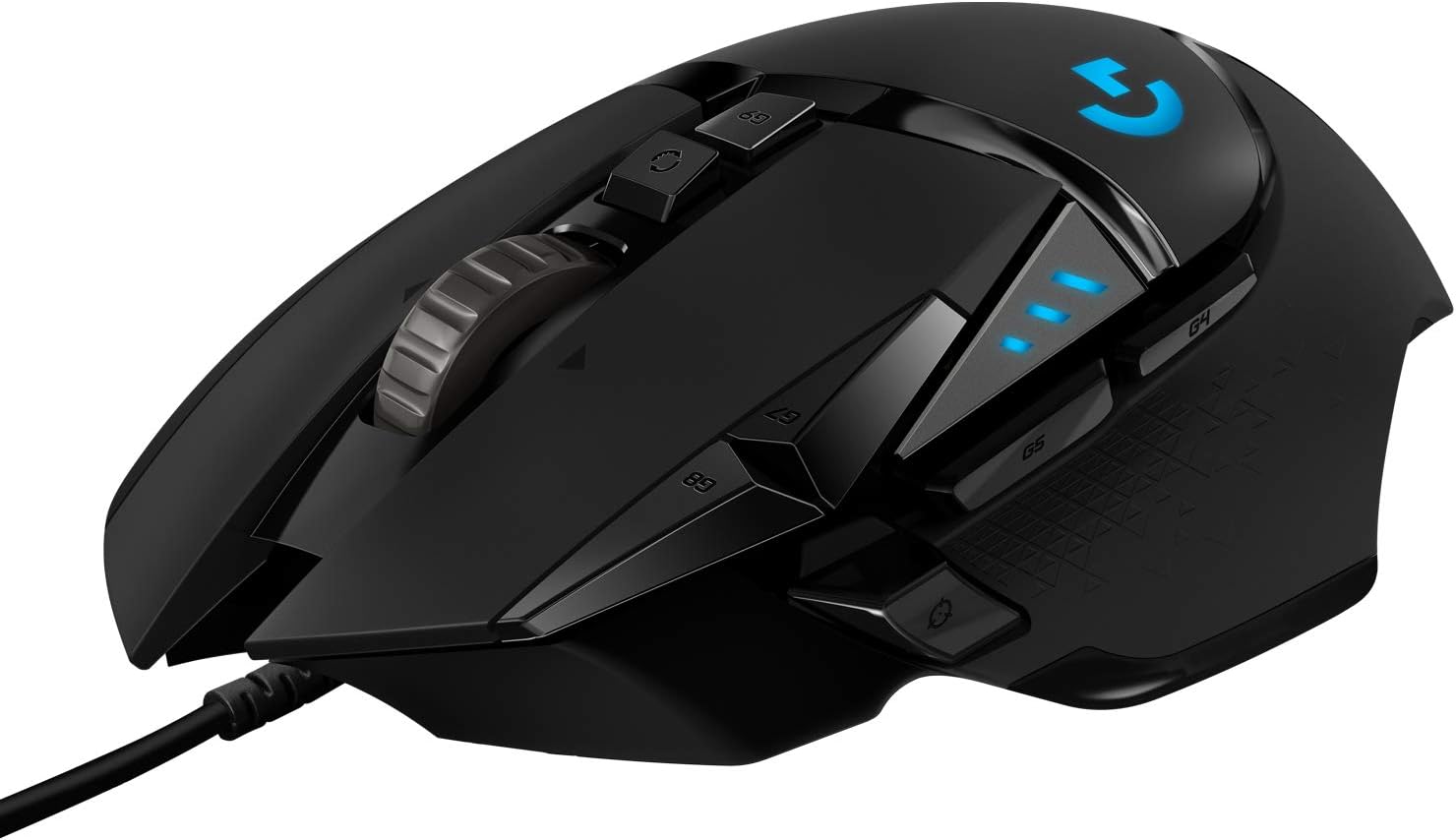 Il mouse gaming Logitech G G502 HERO con il suo design ergonomico e l'illuminazione RGB.