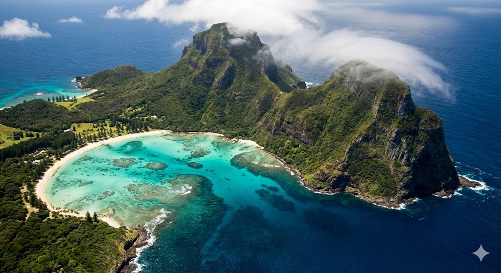 La barriera corallina meridionale di Lord Howe Island nell'Oceano Pacifico