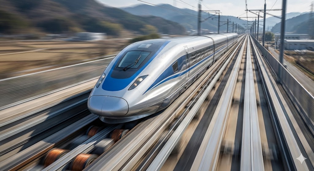 Treno Maglev in levitazione su binari magnetici ad alta velocit�