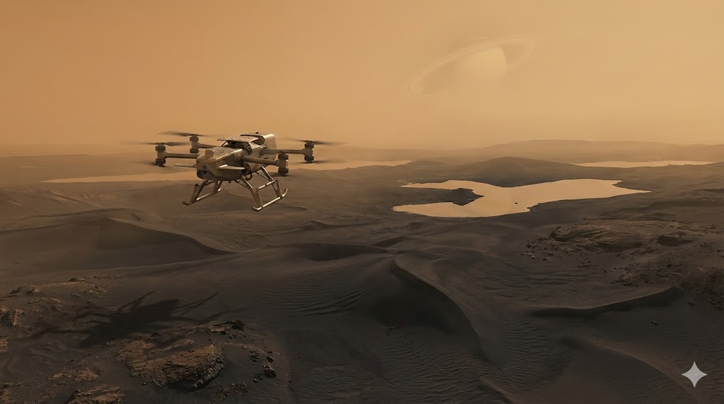Il drone Dragonfly sorvola le dune di Titano