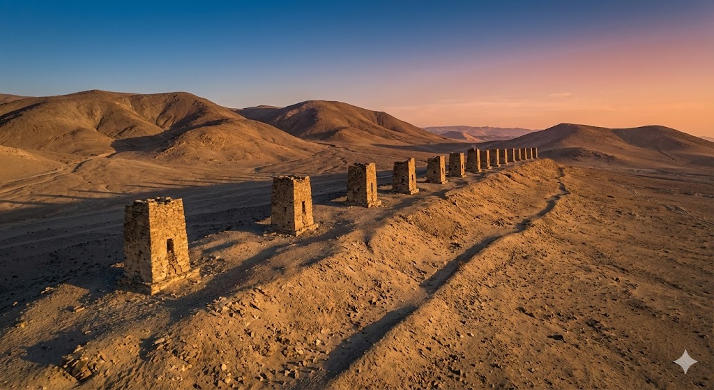 Le tredici torri di Chankillo allineate sull'orizzonte