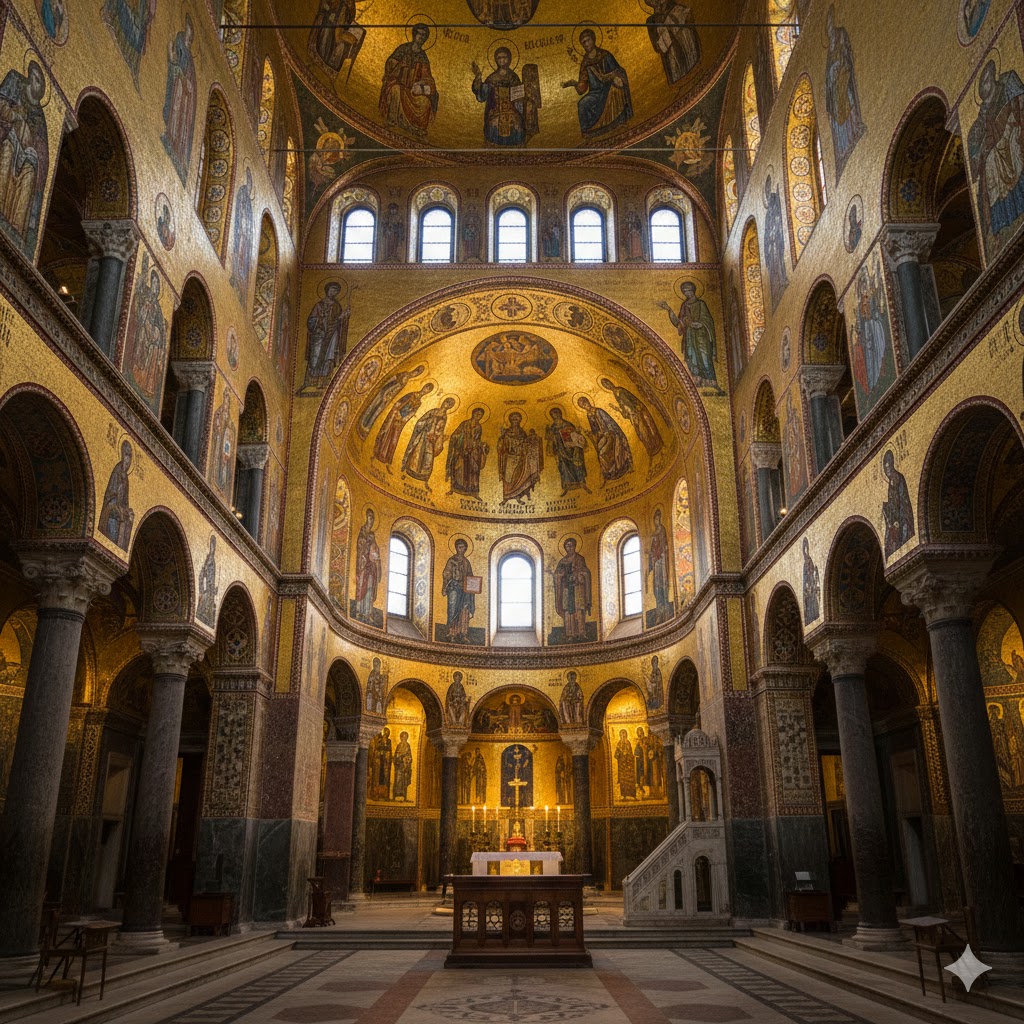 I magnifici mosaici bizantini di San Vitale a Ravenna che brillano nella penombra