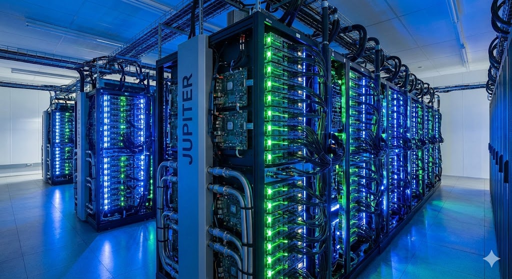 Il supercomputer JUPITER nel centro di ricerca di Jülich, Germania, dedicato all'intelligenza artificiale