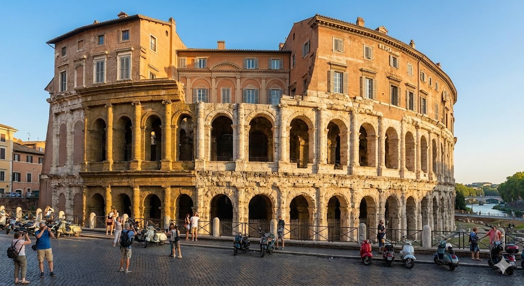 Teatro di Marcello con le arcate romane e Palazzo Orsini sopra