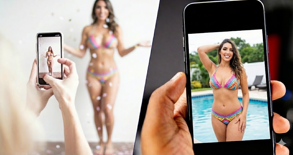 Il logo colorato di TikTok su uno sfondo dinamico con icone stilizzate di video brevi, musica e il simbolo dell'algoritmo.