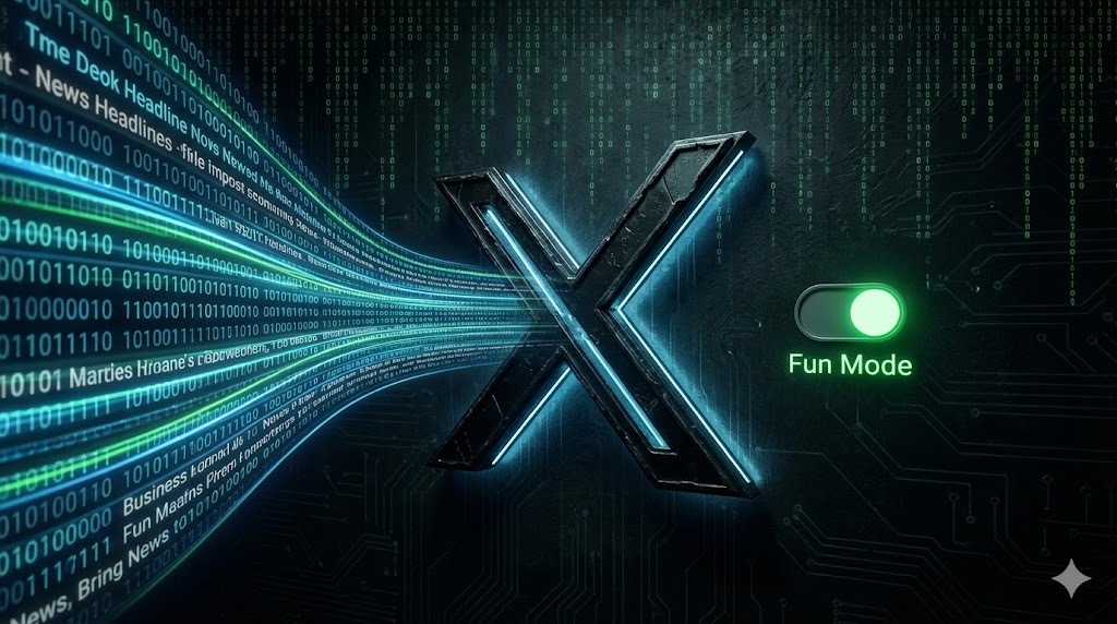 Il logo X di Grok con un'estetica cyberpunk in bianco e nero.